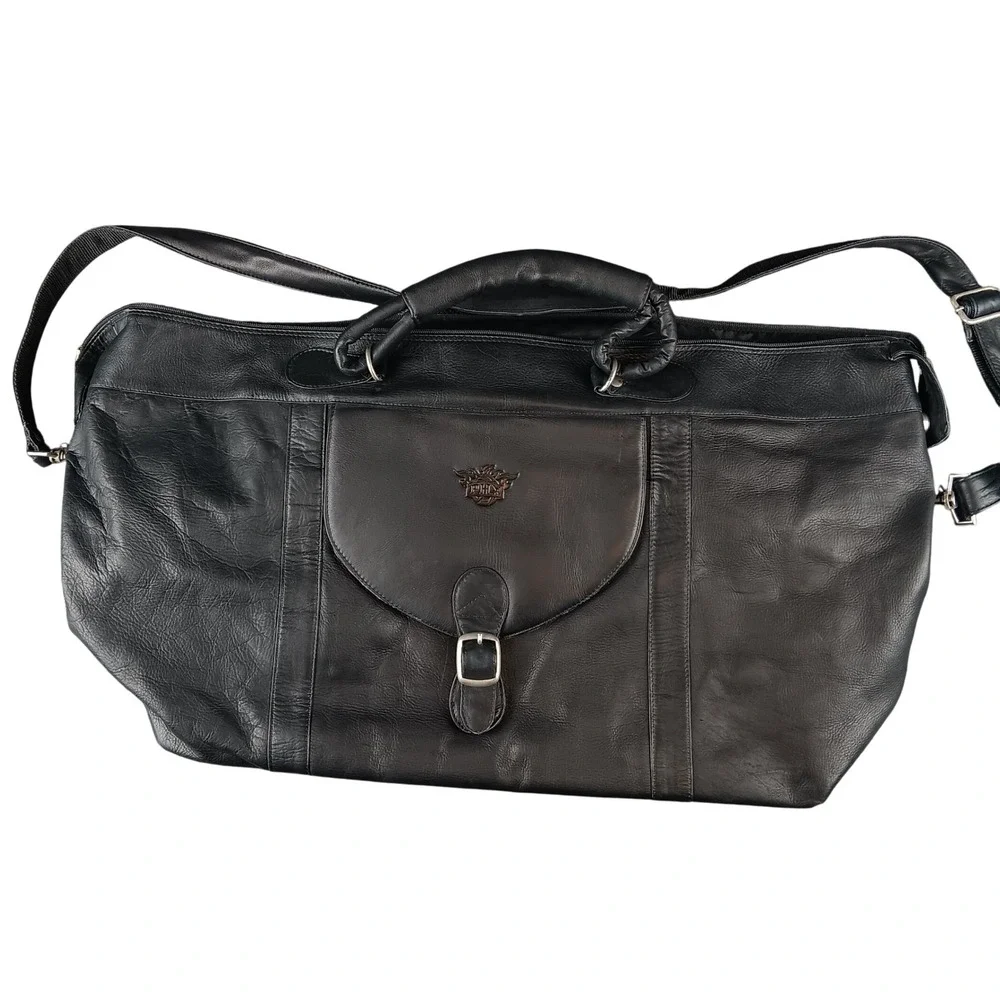 NBA Pangea Brands Genuine Leather Phoenix‎ Suns Black Duffel Bag Travel Gym